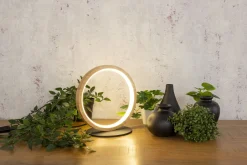 Wohnzimmerlampen|Metall Lampen*Eco-Light LED Tischlampe Holz 20,4 cm 3500 K 730 lm Natur Schwarz