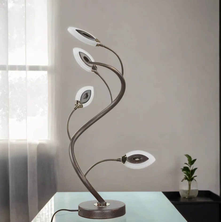 WOFI LED Tischlampe Modern Rostbraun Floral GORI< Florale Lampen|Moderne Lampen