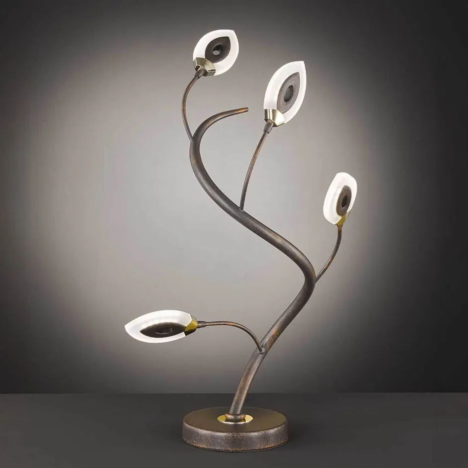 WOFI LED Tischlampe Modern Rostbraun Floral GORI< Florale Lampen|Moderne Lampen