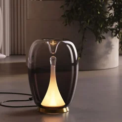 Maytoni LED Tischleuchte Aluminium Rauchglas D: 20 cm 27,2 cm< Led Lampen|Tischlampen