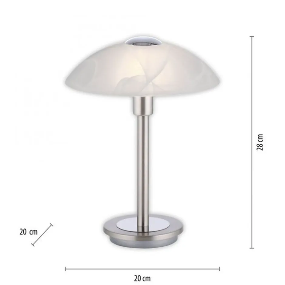 Paul Neuhaus LED Tischleuchte dimmbar in Silber Alabasterglas 28 cm< Wohnzimmerlampen|Schlafzimmer Lampen
