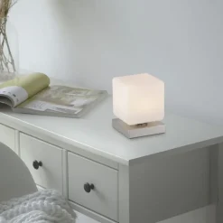 Wohnzimmerlampen|Schlafzimmer Lampen*Paul Neuhaus LED Tischleuchte Glas 16 cm 5 W 580 lm dimmbar in Stahl