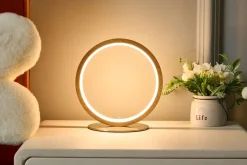 Eco-Light LED Tischleuchte Holz 20,4 cm 3500 K 9 W Natur Schwarz< Wohnzimmerlampen|Metall Lampen