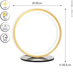 Eco-Light LED Tischleuchte Holz 20,4 cm 3500 K 9 W Natur Schwarz< Wohnzimmerlampen|Metall Lampen