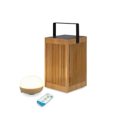 Metall Lampen|Moderne Außenleuchten*Newgarden LED Tischleuchte Holz Metall 24 cm IP54 2700K kabellos Outdoor