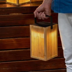 Metall Lampen|Moderne Außenleuchten*Newgarden LED Tischleuchte Holz Metall 24 cm IP54 2700K kabellos Outdoor