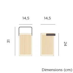 Metall Lampen|Moderne Außenleuchten*Newgarden LED Tischleuchte Holz Metall 24 cm IP54 2700K kabellos Outdoor