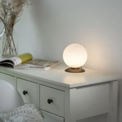 Wohnzimmerlampen|Schlafzimmer Lampen*Paul Neuhaus LED Tischleuchte in Altmessing Glaskugel 3 W dimmbar