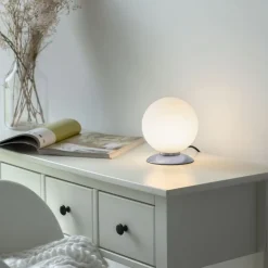 Paul Neuhaus LED Tischleuchte in Stahl Glaskugel 3 W 3000 K dimmbar< Wohnzimmerlampen|Schlafzimmer Lampen