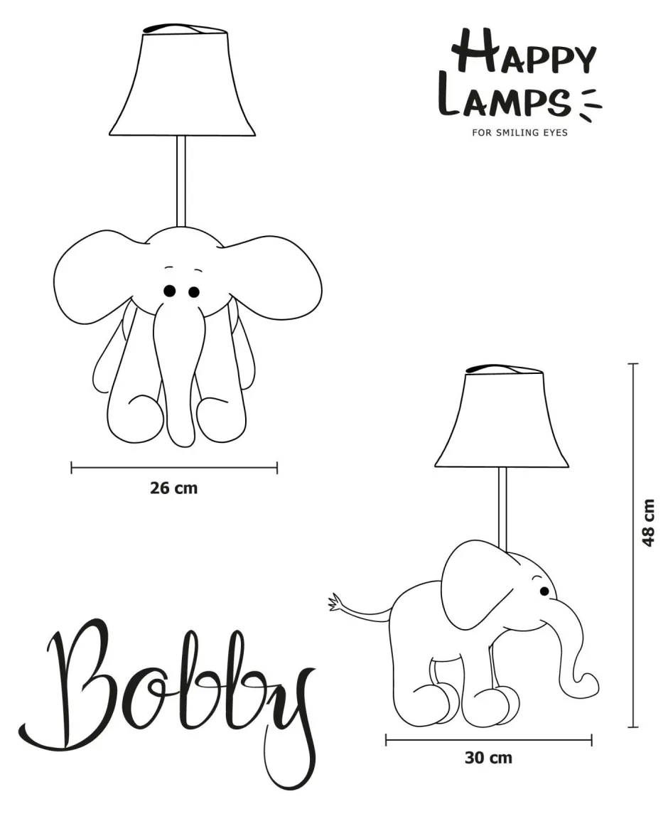 Happy Lamps LED Tischleuchte Kinderzimmer Elefant 48 cm Grau vegan<Kinder Wohnzimmerlampen|Kinderzimmerlampen