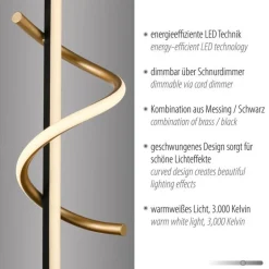 Just Light LED Tischleuchte Metall 3000 K 2100 lm Schwarz Messing< Led Lampen|Wohnzimmerlampen
