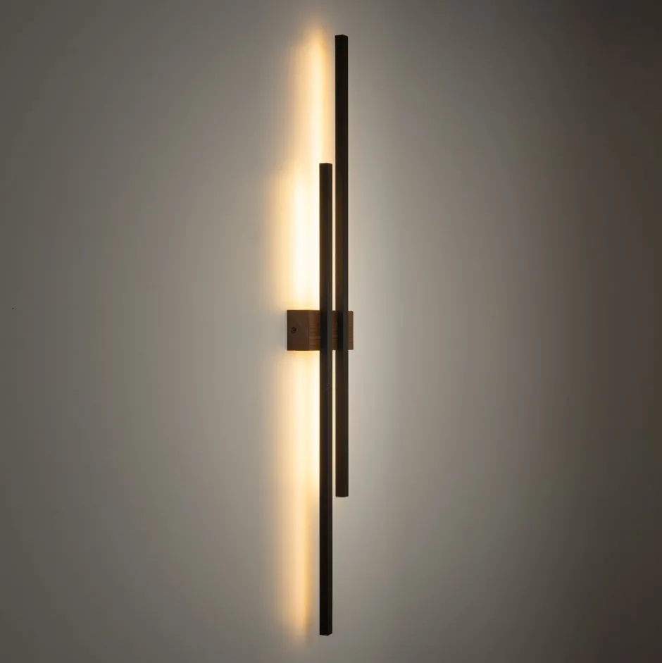 Led Lampen|Wandleuchten*TK Lighting LED Wandlampe 90 cm hoch Metall Holz indirektes Licht 3000 K