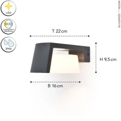 Eco-Light LED Wandlampe Aluminium Anthrazit B:16 cm IP44 1000 lm< Metall Lampen|Led Außenleuchten