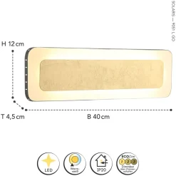 Eco-Light LED Wandlampe Aluminium Gold Schwarz 3000 K B:40 cm< Wohnzimmerlampen|Metall Lampen