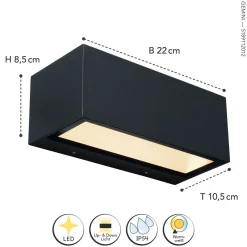 Metall Lampen|Led Außenleuchten*Eco-Light LED Wandlampe Aluminium Schwarz 3000 K IP54 Up Down