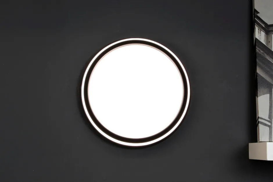 Eco-Light LED Wandlampe Aluminium Schwarz RGB Bluetooth Ø35 cm< Wohnzimmerlampen|Metall Lampen