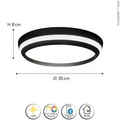 Eco-Light LED Wandlampe Aluminium Schwarz RGB Bluetooth Ø35 cm< Wohnzimmerlampen|Metall Lampen