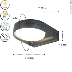Eco-Light LED Wandlampe Anthrazit Aluminium IP54 B:16 cm blendarm< Metall Lampen|Led Außenleuchten