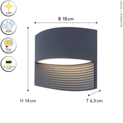 Eco-Light LED Wandlampe Anthrazit Aluminium B:18 cm IP54 3000 K< Metall Lampen|Led Außenleuchten
