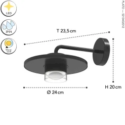 Metall Lampen|Led Außenleuchten*Eco-Light LED Wandlampe außen Aluminium B:24 cm 7 W IP54 Schwarz