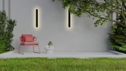 Metall Lampen|Led Außenleuchten*Searchlight LED Wandlampe Außen Metall IP65 H:60 cm Schwarz Modern