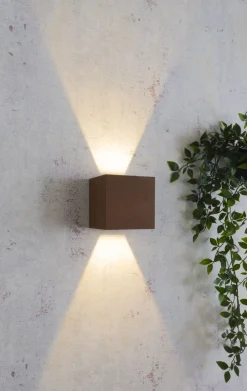 Metall Lampen|Led Außenleuchten*Eco-Light LED Wandlampe Außen Rostbraun Up Down IP54 3000 K 6 W