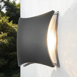 Harms Import LED Wandlampe außen Schwarz Modern B: 20 cm< Led Außenleuchten|Außenwandleuchten