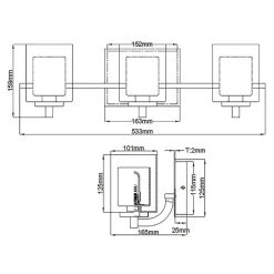 Elstead LED Wandlampe Badezimmer Metall Glas B: 53,3 cm IP44 3000 K< Badezimmer Lampe|Flurlampen