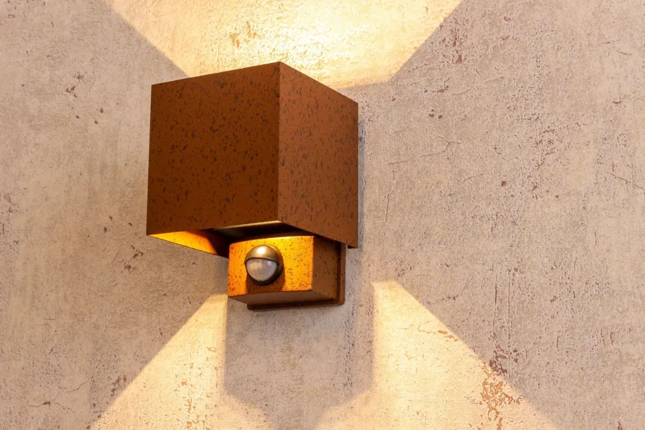 Metall Lampen|Led Außenleuchten*Eco-Light LED Wandlampe Bewegungssensor Rostbraun Up Down IP54