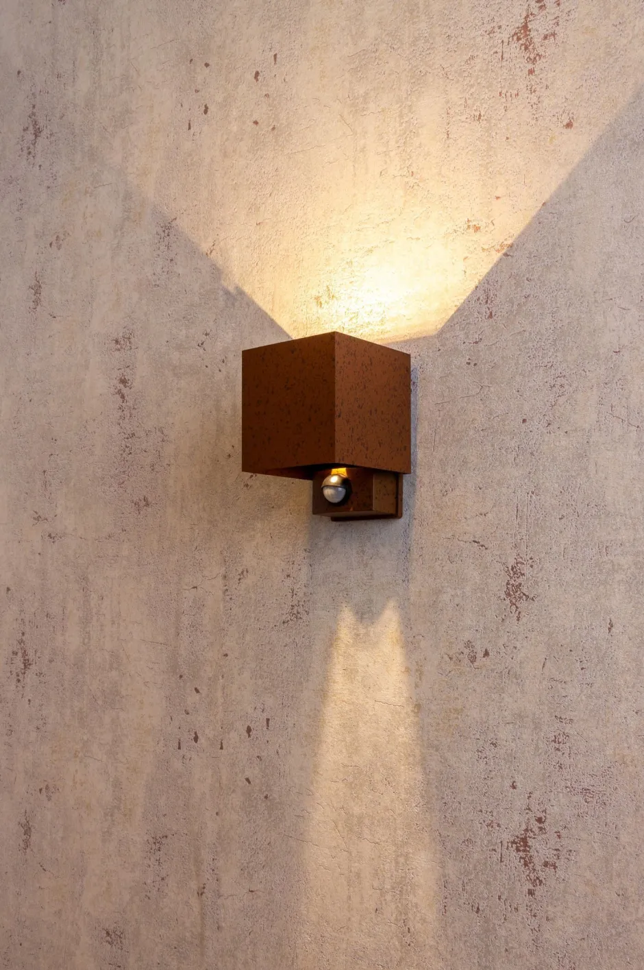Metall Lampen|Led Außenleuchten*Eco-Light LED Wandlampe Bewegungssensor Rostbraun Up Down IP54