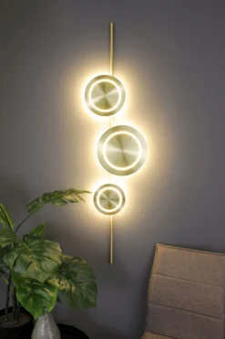 Wohnzimmerlampen|Metall Lampen*Eco-Light LED Wandlampe Gold H:120 cm 18 W 1008 lm 3000 K dimmbar