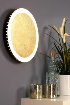 Wohnzimmerlampen|Metall Lampen*Eco-Light LED Wandlampe Gold Schwarz rund Ø40 cm 3500 K dimmbar