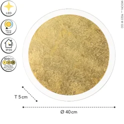 Wohnzimmerlampen|Metall Lampen*Eco-Light LED Wandlampe Gold Schwarz rund Ø40 cm 3500 K dimmbar