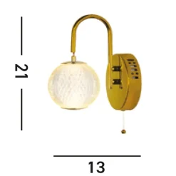 Wohnzimmerlampen|Metall Lampen*Searchlight LED Wandlampe in Messing Metall 430 lm mit Zugschalter