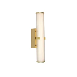 Wohnzimmerlampen|Jugendstil Lampen*Searchlight LED Wandlampe IP44 Glas Metall in Gold 43 cm Bad Spiegel