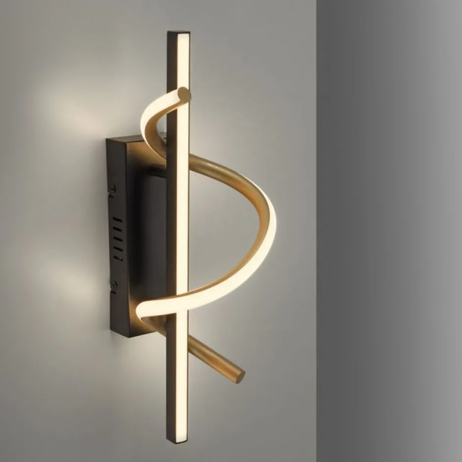 Led Lampen|Wandleuchten*Just Light LED Wandlampe Metall dimmbar 3000 K Schwarz Messing