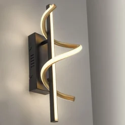 Led Lampen|Wandleuchten*Just Light LED Wandlampe Metall dimmbar 3000 K Schwarz Messing