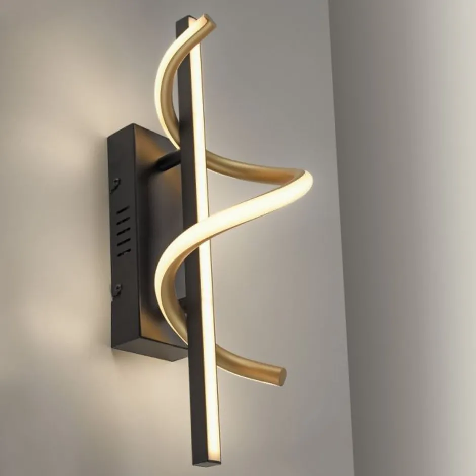 Led Lampen|Wandleuchten*Just Light LED Wandlampe Metall dimmbar 3000 K Schwarz Messing