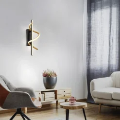 Led Lampen|Wandleuchten*Just Light LED Wandlampe Metall dimmbar 3000 K Schwarz Messing