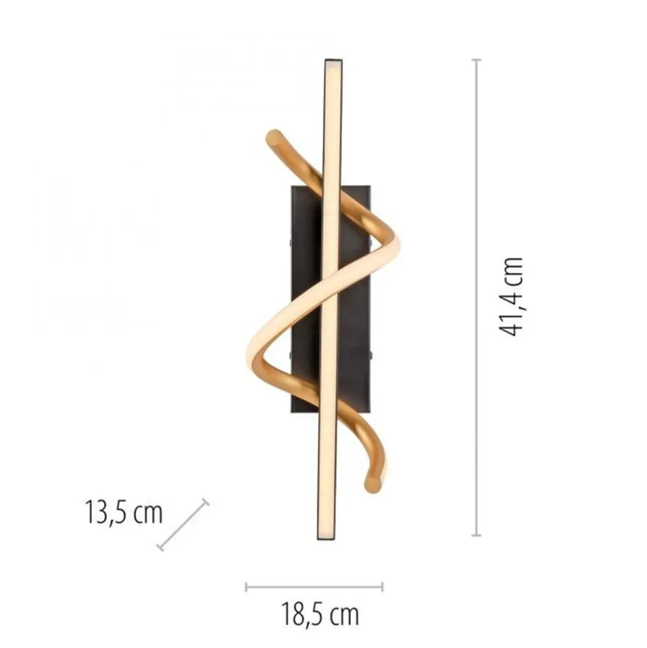 Led Lampen|Wandleuchten*Just Light LED Wandlampe Metall dimmbar 3000 K Schwarz Messing