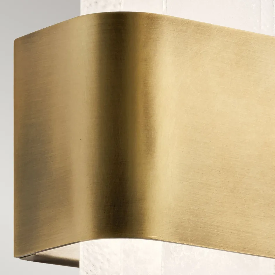 Elstead LED Wandlampe Metall Glas H: 43,2 cm in Messing Weiß< Wandleuchten|Flurlampen