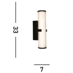 Searchlight LED Wandlampe Metall Glas IP44 H:32,5 cm Schwarz Weiß< Flurlampen|Metall Lampen