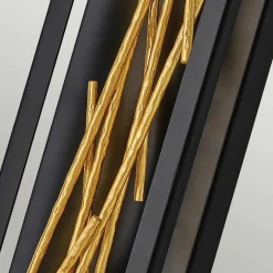 Led Lampen|Wandleuchten*Elstead LED Wandlampe Metall H: 61 cm in Schwarz Gold eckig