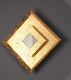 Eco-Light LED Wandlampe Metall in Gold B:32 cm Wand Decke dimmbar< Wohnzimmerlampen|Metall Lampen