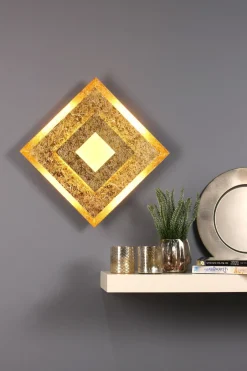 Eco-Light LED Wandlampe Metall in Gold B:32 cm Wand Decke dimmbar< Wohnzimmerlampen|Metall Lampen