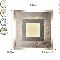 Wohnzimmerlampen|Metall Lampen*Eco-Light LED Wandlampe Metall Silber B:39 cm Wand Decke dimmbar