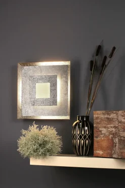 Eco-Light LED Wandlampe Metall Silber B:32 cm Wand Decke dimmbar< Wohnzimmerlampen|Metall Lampen