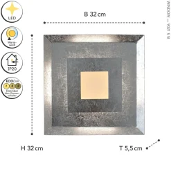 Eco-Light LED Wandlampe Metall Silber B:32 cm Wand Decke dimmbar< Wohnzimmerlampen|Metall Lampen