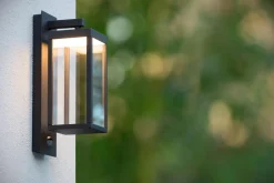 Außenwandleuchten|Led Außenleuchten* LED Wandlampe mit Bewegungsmelder Aluminium Glas 3000 K