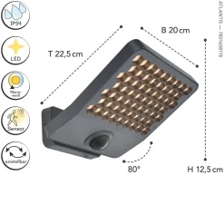 Eco-Light LED Wandlampe mit Bewegungsmelder 3000 K IP54 beweglich< Metall Lampen|Led Außenleuchten